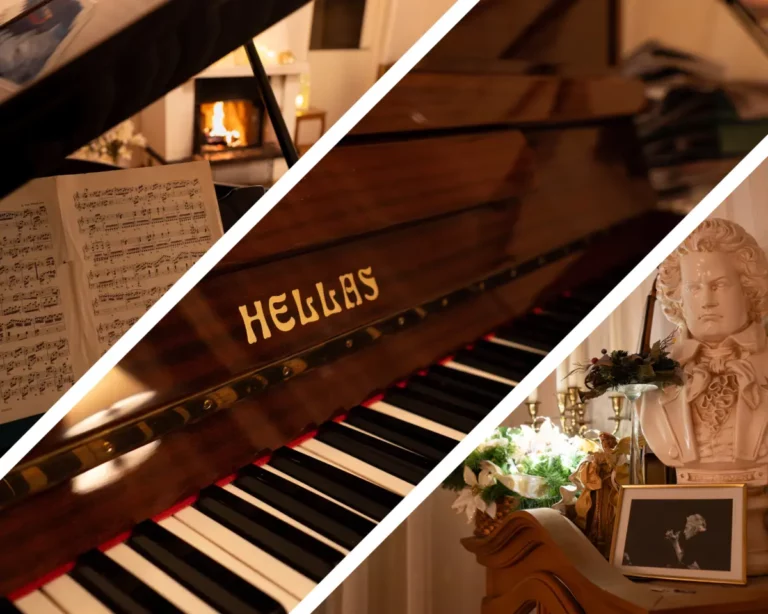 kolme kuvaa samassa flyygeli piano ja tunnelma